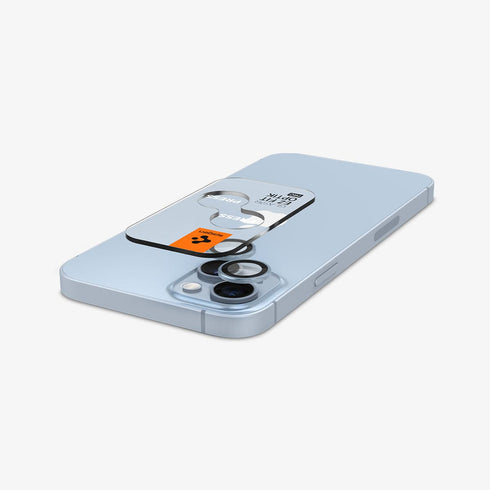AGL07163 - iPhone 15 Pro / 15 Pro Max Optik Pro Lens Protector in natural titanium showing the device